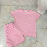 Hampton James Scalloped Cotton Short Set Girls (Pink-Purple-Mint)