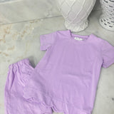 Hampton James Scalloped Cotton Short Set Girls (Pink-Purple-Mint)