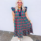 Plaid Tidings Dress - Green