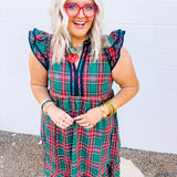 Plaid Tidings Dress - Green