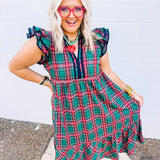 Plaid Tidings Dress - Green