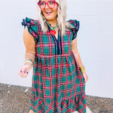 Plaid Tidings Dress - Green