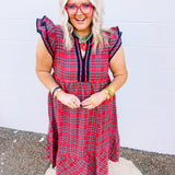 Plaid Tidings Dress - Red
