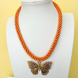 Love Lemon Lane Orange Butterly Rope Necklace