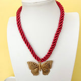 Love Lemon Lane Wine Butterfly Rope Necklace