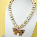 LOVE LEMON LANE Ivory Classic Beaded Butterfly Necklace