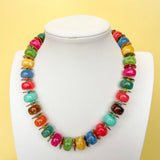 Medium Cylinder Acrylic Beaded Necklace – Blush Multi