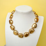 Love Lemon Lane Polished Pebble Necklace Gold 30mm