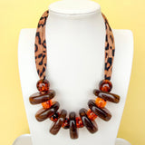 Love Lemon Lane: Brown Resin Disc Leopard Statement Necklace