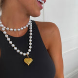 WRAP AROUND PEARL HEART NECKLACE