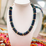 Charlie Irridescent Colored Beaded Necklace with Gold Detailing