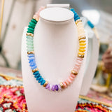 Charlie Multi Colored Beaded Necklace with Gold Detailing