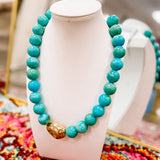 Zay Gold Nugget Beaded Necklace Turquoise