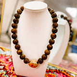 Zay Gold Nugget Beaded Necklace Brown