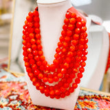 Magnetic 6 Layered Beaded Necklace Red