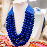 Magnetic 6 Layered Beaded Necklace Blue