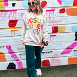 Prickly Pear: Colorful Jesus Loves You Sweatshirt