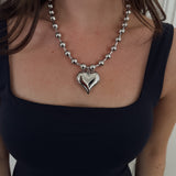 SILVER BUBBLE HEART NECKLACE