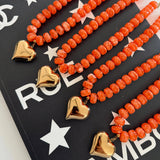 ORANGE HEART NECKLACE