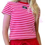 LULU MAC: Pink/Red Babydoll Top