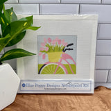 Blue Poppy Bicycle with Pink Flowers Needlepoint Kit