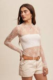 Listicle Lace Top in Ecru