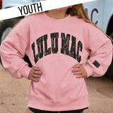 LULU MAC X MOSSY OAK YOUTH Bottomland Camo Sweatshirt in Light Pink