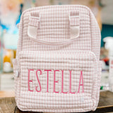 TRVL Quilted All You Need Diaper Bag in Pimlico Stripe Pink