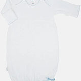 Overlap Shoulder Gown with Bow - Blue/White