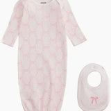 Mud Pie Bow Print Gown and Bib Set