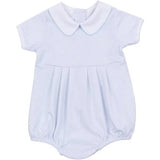 Magnolia Baby Mini Stripes Collared Short Sleeve Bubble Blue