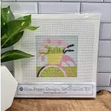 Blue Poppy Bicycle with Pink Flowers Needlepoint Kit