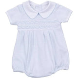 Magnolia Baby Blue Mini Stripes Smocked Bubble