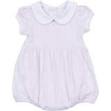Magnolia Baby Mini Stripes Collared Short Sleeve Bubble Pink
