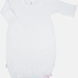 Overlap Shoulder Gown with Bow - White/Pink