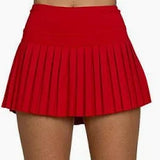 Gold Hinge Pleated Skirt in Ruby