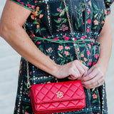 Caroline Hill Bryn Clutch Crossbody in Red Patent