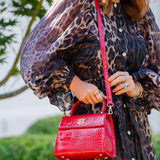 Caroline Hill Vivienne Handbag in Red Patent