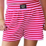 LULU MAC: Pink/Red Striped Shorts