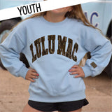 LULU MAC X MOSSY OAK YOUTH Bottomland Camo Sweatshirt in Blue